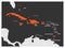 Political map of Carribean. Orange highlighted states and dependent territories. Simple flat vector illustration