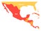 Political map of Central America and Mexico in four shades of orange. Simple flat vector illustration