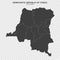 Political map of Democratic Republic of Congo isolated on transparent background