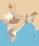 Political map of India with detailed outlined states and union territories, islands of Andaman Nicobar and Lakshadweep and major