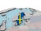 Political map of Sweden on globe with flag