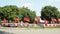 Political party flags waving along the roundabout in Ampang, compete in the 2023 during Malaysia State election.