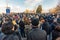 Political protests in the center of Novi Sad. People protest against the government. Street protests