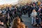 Political protests in the center of Novi Sad. People protest against the government. Street protests