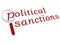 Political sanctions with magnifying glass