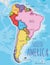 Political South America Map vector illustration with different colors for each country