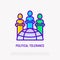 Political tolerance thin line icon: different consignments are respect each other. Modern vector illustration