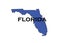 Politically liberal blue state of Florida with a map outline.