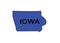 Politically liberal blue state of Iowa with a map outline.