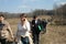 Politician Evgeniya Chirikova leads the defenders of the Khimki forest to the place of deforestation