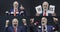 Politician facial expressions during his speech photo collage