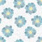 Polka Dot Flower head Repeat Pattern In Pink, Blue And White