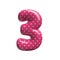 Polka dot number 3 - 3d pink retro digit - Suitable for Fashion, retro design or decoration related subjects