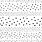 Polka dot rows vector monochrome seamless pattern, black circles