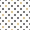 Polka dot seamless background in gold and black colors.