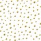 Polka dot seamless pattern with gold foil spots. Vector chaotic metal golden texture with yellow points isolated on