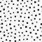 Polka dot seamless pattern in hand draw style. Vector spot texture with black point isolated on white background. Grunge