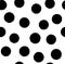 Polka dot seamless pattern in hand draw style. Vector spot texture with black point isolated on white background. Grunge