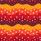 Polka dot and waves. Cute seamless pattern in color of petal of flower marigold