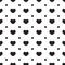 Polka dots and hearts in black color on the white background.