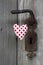 Polka dotted heart shape hanging on door handle - handmade - woo