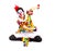 Polkadot Color Clown Jumping in Happy Dance