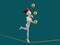 Polkadot Crypto Female Juggle Ball Walk Rope Balance 3D Illustration
