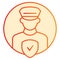 Pollice officer control flat icon. Policeman with check orange icons in trendy flat style. Police security gradient