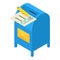 Polling process icon isometric vector. Voting document with check mark postbox