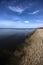 Polluted Baltic Sea open waters with blue sky