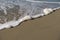 Polluted chemical sea foam on wild sea coast ecosystem,pollution contamination
