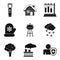 Polluted city icons set, simple style