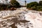 Polluted Tiete river in Salto city - Watterfall turistc complex park
