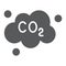 Pollution co2 glyph icon, ecology and dioxide, co2 emissions cloud sign, vector graphics, a solid pattern on a white