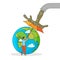 Pollution Earth caring globe flat vector concept