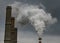 pollution, furnace inside a chemical plant, brown and white coal power plant emission.