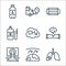 pollution line icons. linear set. quality vector line set such as lung, house effect, waste, gas leak, methane, pesticide, mask,