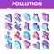 Pollution of Nature Vector Isometric Icons Set