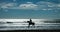 Polo Player riding on Beach with Blue Sky