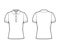 Polo shirt technical fashion illustration with cotton-jersey short sleeves, oversized, buttons along the front outwear