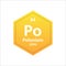 Polonium symbol. Chemical element of the periodic table. Vector stock illustration