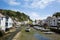 Polperro Cornwall harbour low tide