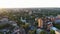 Poltava city landscape aerial view on the sunset.