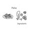 Polvo icon. Portuguese cuisine recipe squid and vegetables dish serving simple vector illustration