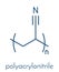 Polyacrylonitrile PAN polymer, chemical structure. Also used in production of carbon fiber. Skeletal formula.