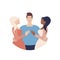 Polyamory in relationships.Polyamory.Open relationship. Polyamory conceptual illustration.Illustration in a flat style.
