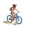Polychrome Sculpture Hyperrealistic Pixel Illustration Of A Man Riding A Bike