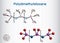 Polydimethylsiloxane, PDMS, silicone polymer, molecule. Structural chemical formula and molecule model. Sheet of paper in a cage