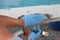 Polyester boat repair process with fiberglass