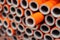 Polyethylene foam pipe insulation. Production and sale of materials for plumbing equipment. Selective focus